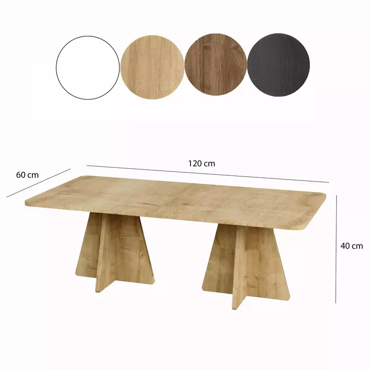 Sapphire Oak - sohvapöytä, 100% Melamiinipinnoitettu Lastulevy, 18 mm, 120x40x60 cm, Tyylikäs ja Kestävä - Sohvapöydät - 8684282523826 - 1