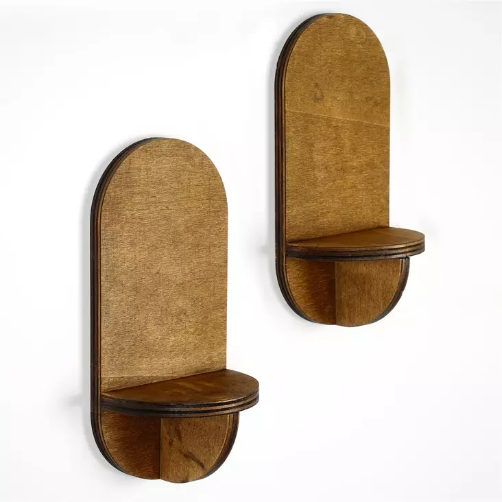Seinähylly, 100% vaneria, pähkinä, 8 mm, 13x26x9 cm (2 kpl), helppo asennus, kestävä ja tyylikäs säilytysratkaisu - - 19-19-8684282095736 - 1