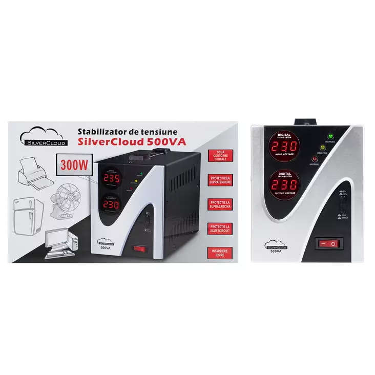 SilverCloud 500VA 300W 2.3A jännitteen vakaaja - PNI tuotteet - 5949066502866 - 1