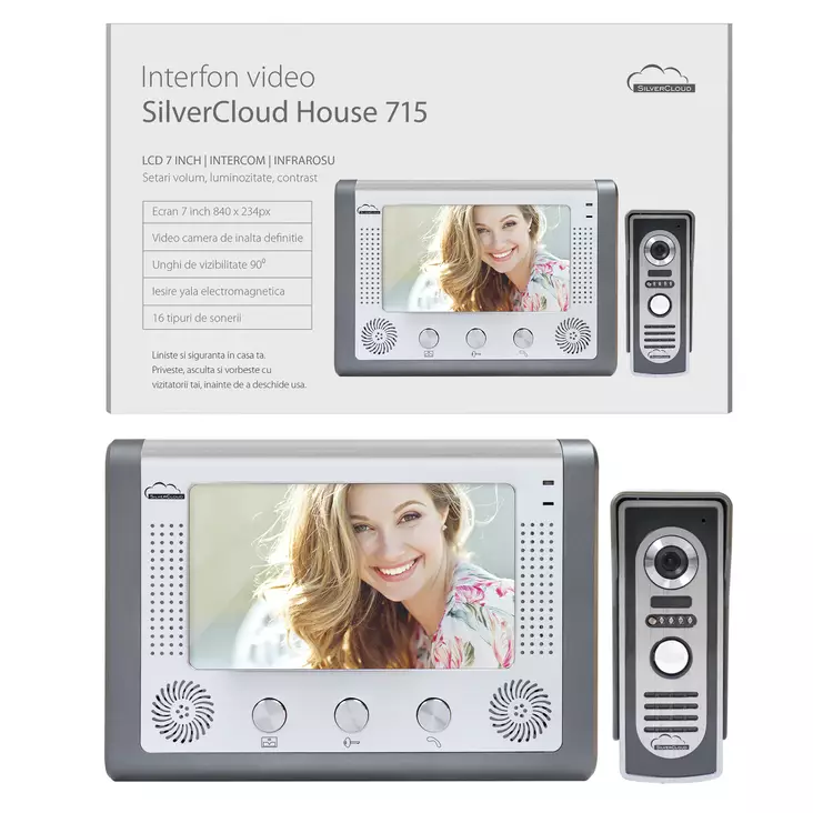 SilverCloud House 715 -videopuhelin, 7 tuuman LCD-näyttö, ulkokamera, yönäkö, sähkömagneettinen yala-lähtö - PNI tuotteet - 5949066501586 - 1