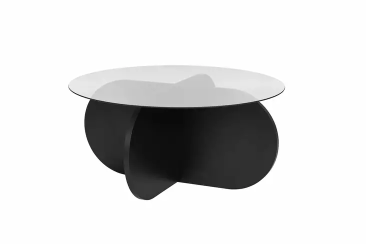 Sohvapöytä, 100% Karkaistu Lasi, Melamiinipinnoitettu Runkolevy, 18mm, 75x35x75cm, Väri: Puu Musta ja Fume - Sohvapöydät - 8684283687626 - 1