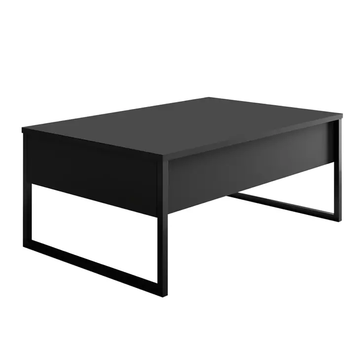Sohvapöytä, Anthracite Black, 100% Melamiinipinnoitettu Lastulevy, 18 mm, Metallijalat, 90x60x40 cm, 1 Paketti - Sohvapöydät - 8683743791156 - 1