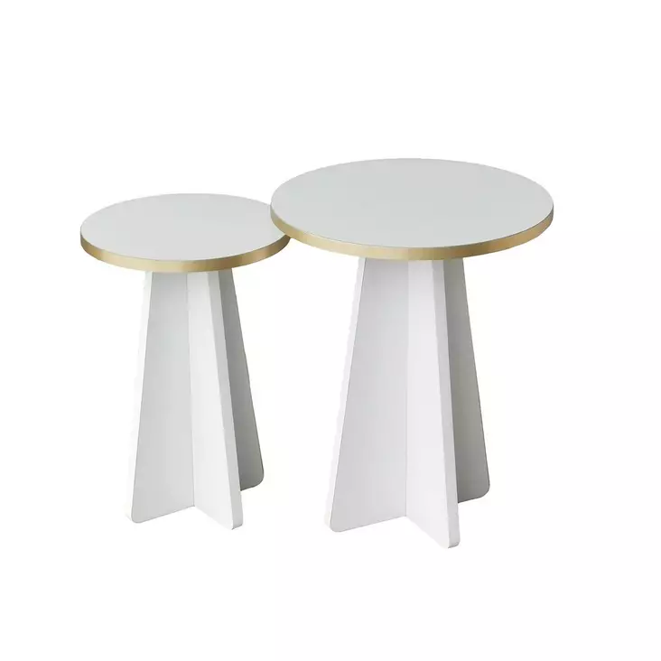 Sohvapöytäsarja - Kultavalkoinen - 100% Melamiinipinnoitettu Lastulevy - 18 mm - 40x50x40 cm & 30x45x30 cm - Sohvapöydät - 8684282402596 - 1