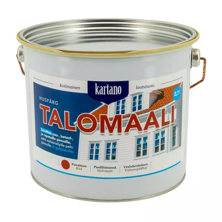 Talomaali 2.7 L punainen vesiohenteinen - Maalit ja lakat - 6438168101156 - 1