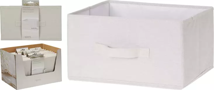 Tekstiilipintainen säilytyslaatikko kahvalla 32 × 25 × 18 cm vaalea - Muovilaatikot ja säilytyslaatikot - 8721037508216 - 1