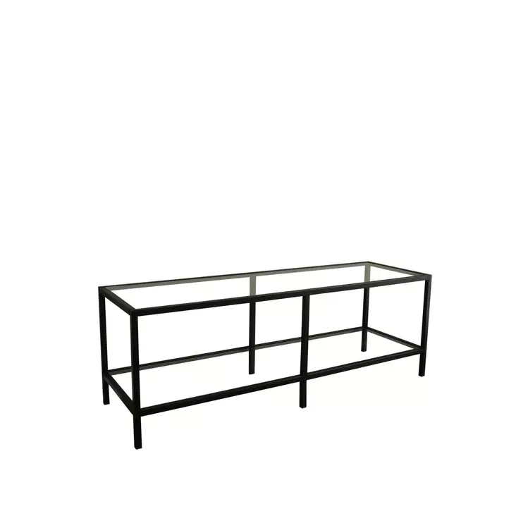 TV-taso, 100% karkaistu lasi, 4 mm, 100% metallirunko, leveys 130 cm, korkeus 45 cm, syvyys 40 cm, mattamusta - TV-tasot - 8682870660496 - 1