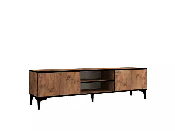 TV-taso Atlantic Pine Black, 100% melamiinipinnoitettu lastulevy, 180x49,6x40 cm, 18 mm, 15 cm muovijalat - TV-tasot - 8684282345626 - 1