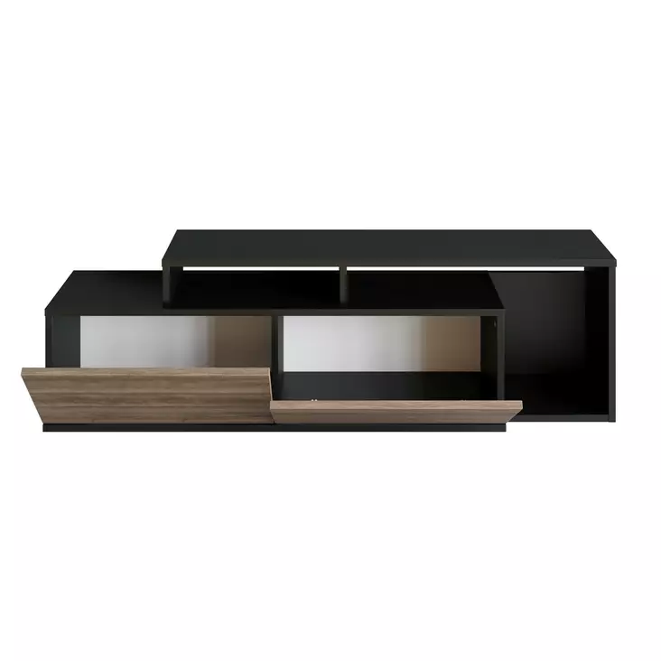 TV-taso Musta Pähkinä 149,8x42,9x35,3 cm 100% Melamiinipinnoitettu Hiukkaslevy Useita Hyllyjä Seinäkiinnitys - TV-tasot - 8682870664586 - 1
