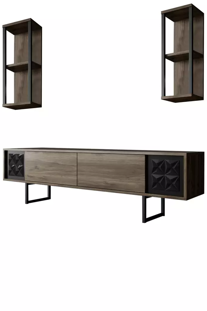 TV-taso, musta pähkinäpuu, 180 cm leveä, kestävä, moderni design - TV-tasot - 8683742126126 - 1