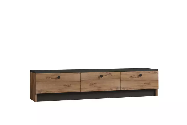 TV-taso, Musta Safiiritammi, 160x35x35 cm, 100% Melamiinipinnoitettu Lastulevy, Useita Hyllyjä, Lisäsäilytystilaa - TV-tasot - 8681875683356 - 1