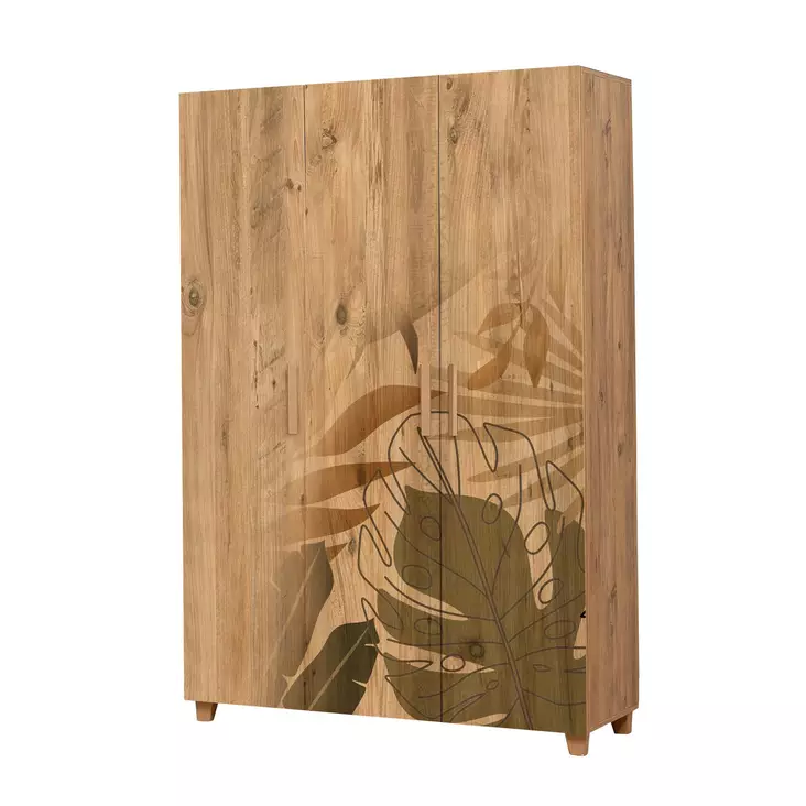 Tyylikäs Atlantic Pine -vaatekaappi: 120x189x48 cm, 100% melamiinipinnoitettu, lisäsäilytystilaa, seinäkiinnitysmahdollisuus - Vaatekaapit - 8683743421916 - 1