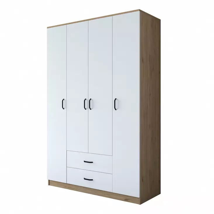 Tyylikäs ja Kestävä Vaatekaappi: 140x210x51,5 cm, Pähkinävalkoinen, 100% Melamiinipinnoitettu, Useita Hyllyjä, Kiinnitettävä Seinäkiinnitys - Vaatekaapit - 8683743323746 - 1