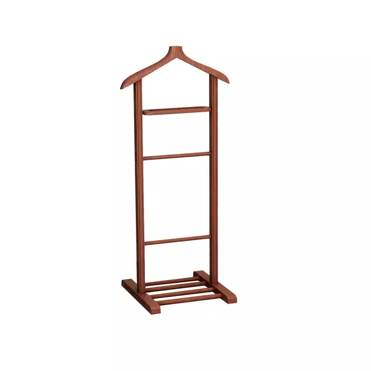Valet Standi - 100% Pyökkiä, Monikäyttöinen Henkari, Koko: 33,5x120x46 cm, Väri: Pähkinä, Kokoontaitettu, 1 Paketti - Huonekalut - 8682870972926 - 1