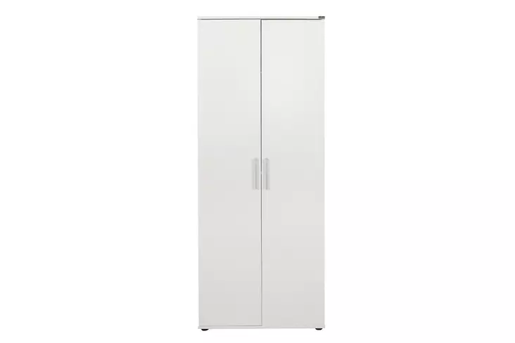 Valkoinen Kenkäkaappi - 100% Melamiinipinnoitettu Lastulevy, 76x187x36 cm, Useita Hyllyjä, Seinään Kiinnitettävä - Kenkäkaapit - 8682870658516 - 1