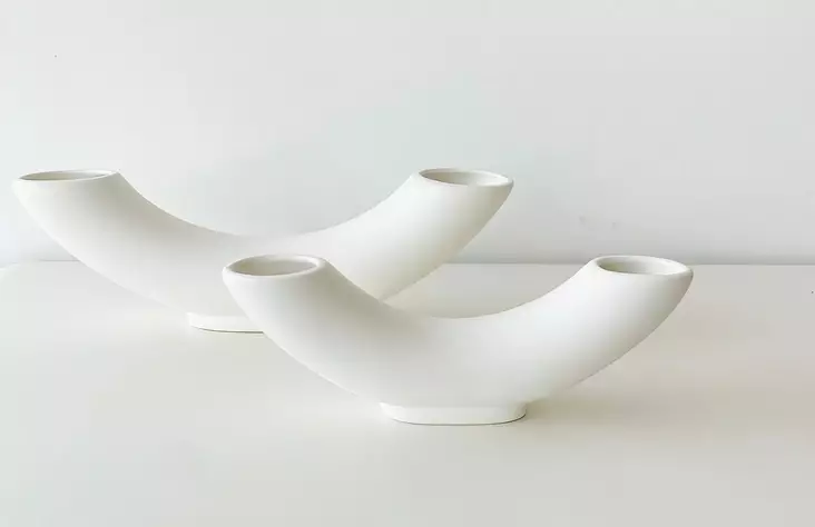 Valkoinen Keraaminen Maljakkosetti - 100% Keraaminen, Koko: 27x4x8 cm & 36x5x10 cm - Tyylikäs Sisustuselementti - Kukka-amppelit ja maljakot - 8684282979876 - 1