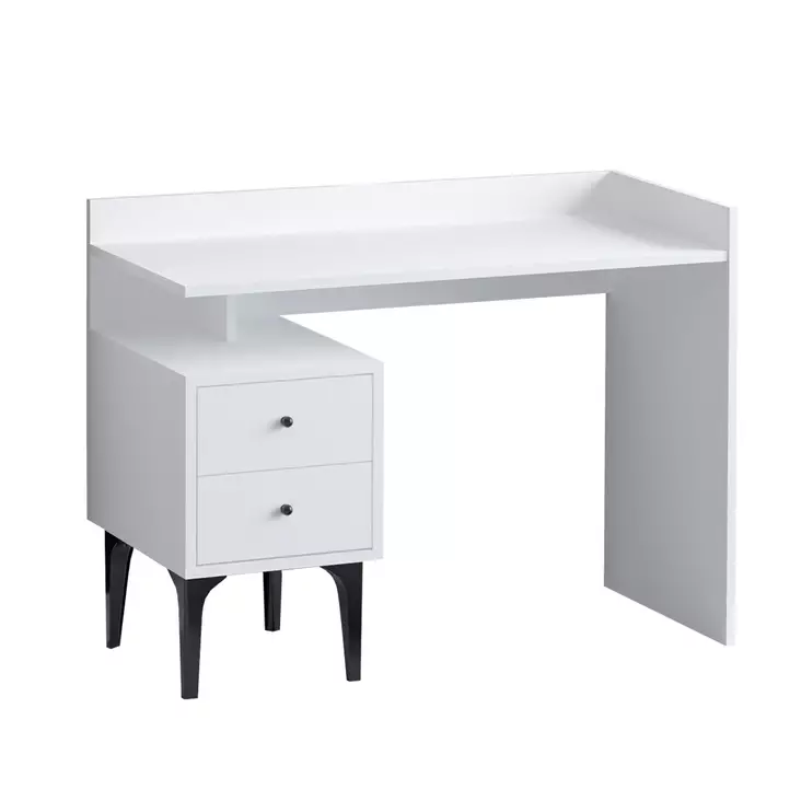 Valkoinen Opiskelupöytä - 100% Melamiinipinnoitettu Lastulevy, 18 mm Paksuus, 100x80x45 cm, 2 Pakettia - Työpöydät - 8683742502036 - 1