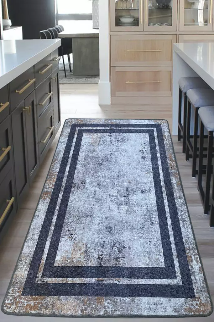 Ylellinen eteisen matto käytävämatto 80x150 cm - Antibakteerinen, Konepestävä, Liukumaton, 100% Polyesteri, Beige/Musta Pronssi - Pienet matot ja käytävämatot - 8683342627986 - 1