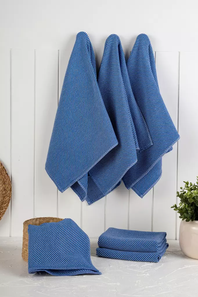 Ylellinen Keittiöpyyhesetti 6 kpl - 90% Puuvillaa, 270 gr/m², Konepestävä, Silitysmahdollisuus, Yötaivaan Sininen - Keittiötekstiilit - 8684283207596 - 1