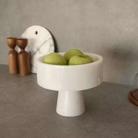 100% Thassos Marmori Jalkakulho, Valkoinen, 20 cm Halkaisija, 17 cm Korkeus - Tyylikäs Keittiö- ja Sisustuselementti - Tarjoiluastiat - 8684283056217 - 2