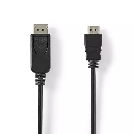 DisplayPort kaapeli | DisplayPort uros | HDMI liitin | 4K@30Hz | Niklattu | 2.00 m | Pyöreä | PVC | Musta | Label - Tietokone ja verkko - 5412810427987 - 1
