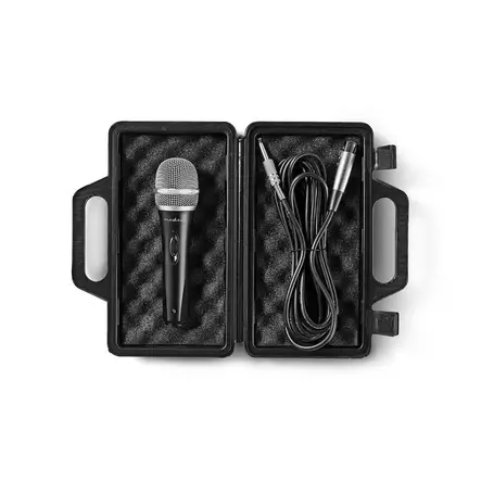 Mikrofoni | Kardioidi | Irroitettava kaapeli | 5.00 m | 50 Hz - 15 kHz | 600 Ohm | -72 dB | On/off-kytkin | Matkakotelo sisältyy | ABS-Muovi / Alumiini | Harmaa / Musta - Mikrofonit ja karaokelaitteet - 5412810283897 - 1