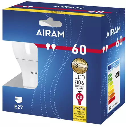 Airam\Vakiokupulamppu Led 9,5W 2 pack myyntipakkaus - Lamput ja loisteputket - 6435200231697 - 1
