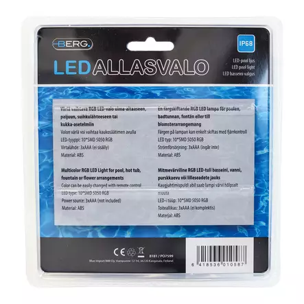 LED-allasvalo IP68 Berg - Veteen upotettava RGB-valaisin kaukosäätimellä paljuun ja uima-altaaseen - Uima-altaat ja tarvikkeet - 6418536010587 - 2