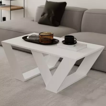 Sohvapöytä, valkoinen, 110cm x 40cm x 60cm, kestävä, tyylikäs, monikäyttöinen - Sohvapöydät - 8681181807927 - 2