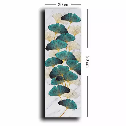 Koristeellinen kangasmaalaus, kulta vihreä valkoinen beige, 30 x 90 cm, kestävä, laadukas, elegantti - Taulut ja kehykset - 8683743825707 - 1