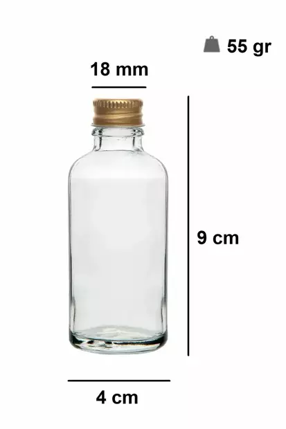 Lasipullosetti 6 kpl - Keittiötarvikkeet - Läpinäkyvä Kulta - 100% Lasi - 4x9 cm / 50 ml - Astianpesukoneen kestävä - Tarjoiluastiat - 8684283873807 - 1