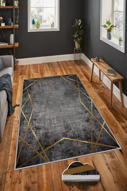 Monivärinen eteisen matto käytävämatto 100x200 cm - Antibakteerinen, Liukumaton, 3D Digipainatus, Konepestävä, 100% Polyesteri - Suuret ja keskikokoiset matot - 8682870589797 - 2