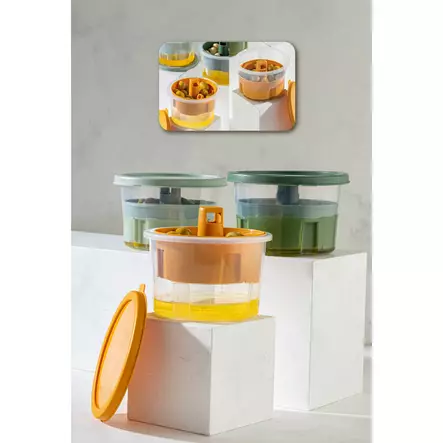 Monivärinen Keittiötarvikkeiden Säilytyslaatikko 3 kpl - 100% Muovi, 12x8 cm, 650 ml, Konepesun Kestävä, BPA-vapaa - Eväsrasiat ja ruoansäilytysastiat - 8684282978107 - 2