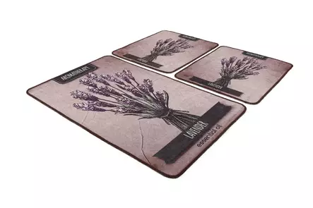 Monivärinen Kylpyhuonemattosetti 3-osainen - 100% Polyesteri, Antibakteerinen, Konepestävä, Liukumaton, 60x100 cm, 50x60 cm - Kylpyhuonematot ja kosteantilan matot - 8682870915497 - 1