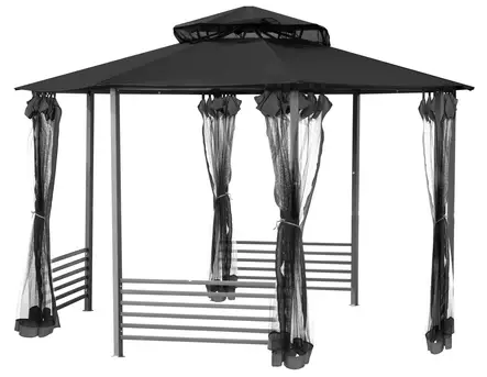 Paviljonki Hoogeven 8-kulmainen musta - Paviljongit ja pergolat - 6410413147447 - 1