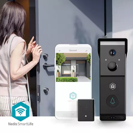 SmartLife Video Ovipuhelin | Paristokäyttöinen | 2x Full HD 1080p | MicroSD (ei sisälly) / Pilvipalvelutallennus (valinnainen) | IP54 | Liiketunnistin | Yökuvaus | Musta - Ovikellot ja ovikamerat - 5412810469987 - 5