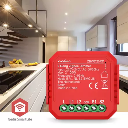 SmartLife-sisäänrakennettu Moduuli | Double Triac Dimmer | 2 x 100 W | Terminaaliliitin | Sovellus saatavana kohteeseen: Android / IOS - Kytkimet - 5412810452187 - 5