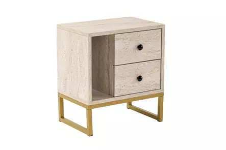 Yöpöytä, travertiini kulta, 45,2 cm x 50 cm x 29,5 cm, kestävä, tyylikäs, moderni - Pöydät - 8684283112227 - 1
