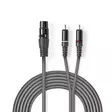Balansoitu Audiojohto | XLR 3-Pin naaras | 2x RCA uros | Niklattu | 1.50 m | Pyöreä | PVC | Tummanharmaa | Pahvikotelo - Audiokaapelit - 5412810295807 - 1