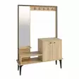 Oak Hall Stand with Mirror and Shelves - 100% Melamine Coated, 18mm Thick, 114x170x35cm, Wall-Mountable, Assembly Required - Eteiskaapit - 8683342484787 - 4