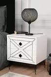 Yöpöytä, valkoinen, 50 cm leveä, 55 cm korkea, kestävä - Yöpöydät - 8683342427647 - 2