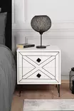 Yöpöytä, valkoinen, 50 cm leveä, 55 cm korkea, kestävä - Yöpöydät - 8683342427647 - 1