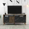 Tyylikäs ja Toimiva Konsoli - Pähkinä Musta Marmori - 100% Melamiinipinnoitettu - 160x78x35 cm - Useita Hyllyjä - Lipastot ja senkit - 8683743027927 - 5