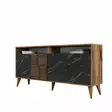 Tyylikäs ja Toimiva Konsoli - Pähkinä Musta Marmori - 100% Melamiinipinnoitettu - 160x78x35 cm - Useita Hyllyjä - Lipastot ja senkit - 8683743027927 - 6