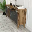 Tyylikäs ja Toimiva Konsoli - Pähkinä Musta Marmori - 100% Melamiinipinnoitettu - 160x78x35 cm - Useita Hyllyjä - Lipastot ja senkit - 8683743027927 - 3