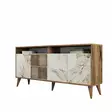 Moderni Konsoli - Pähkinä Valkoinen Marmori, 100% Melamiinipinnoitettu, 160x78x35 cm, Muovikahva ja -jalat, Lisäsäilytys - Lipastot ja senkit - 8683743027897 - 6