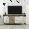 Moderni Konsoli - Pähkinä Valkoinen Marmori, 100% Melamiinipinnoitettu, 160x78x35 cm, Muovikahva ja -jalat, Lisäsäilytys - Lipastot ja senkit - 8683743027897 - 5