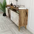 Moderni Konsoli - Pähkinä Valkoinen Marmori, 100% Melamiinipinnoitettu, 160x78x35 cm, Muovikahva ja -jalat, Lisäsäilytys - Lipastot ja senkit - 8683743027897 - 3