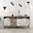 Moderni Konsoli - Pähkinä Valkoinen Marmori, 100% Melamiinipinnoitettu, 160x78x35 cm, Muovikahva ja -jalat, Lisäsäilytys - Lipastot ja senkit - 8683743027897 - 1