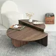 Walnut-sävyinen skandinaavinen sohvapöytä, 100% melamiinipinnoitettu, 18mm paksuus, 90x30x60cm ja 85x35x30cm - Sohvat - 8683342746847 - 2