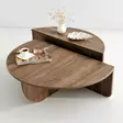 Walnut-sävyinen skandinaavinen sohvapöytä, 100% melamiinipinnoitettu, 18mm paksuus, 90x30x60cm ja 85x35x30cm - Sohvat - 8683342746847 - 5